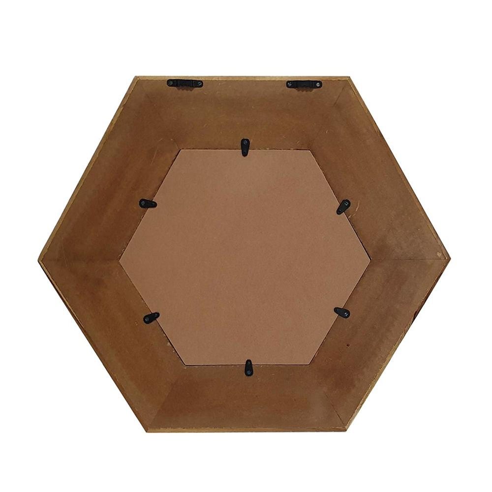 Natural Hexagon Solid Wood Framed Accent Mirror - 19-inch