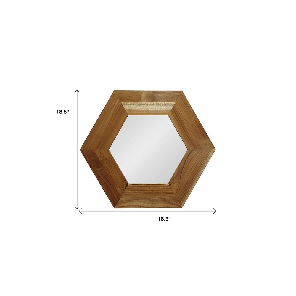 Natural Hexagon Solid Wood Framed Accent Mirror - 19-inch