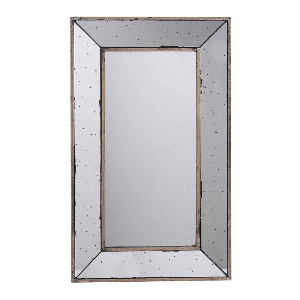 Silver Framed Antiqued Accent Mirror - 24-inch