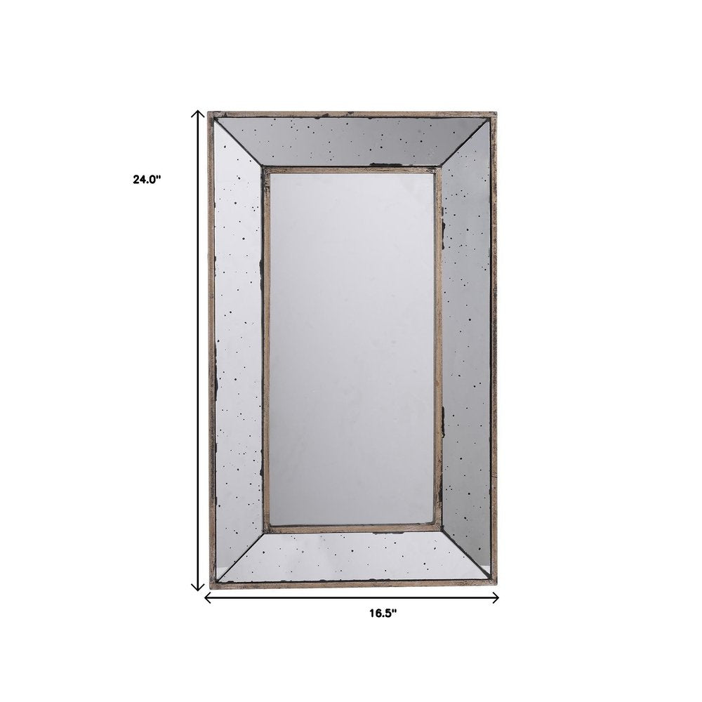 Silver Framed Antiqued Accent Mirror - 24-inch