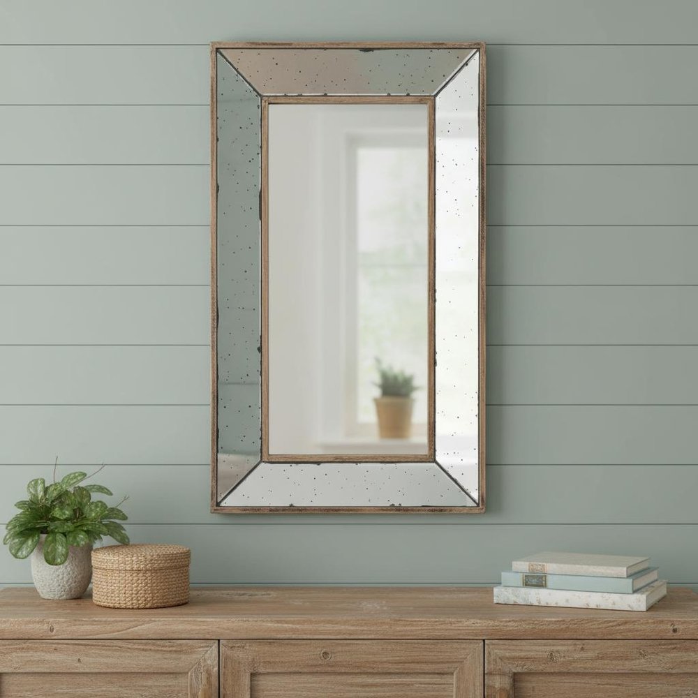 Silver Framed Antiqued Accent Mirror - 24-inch