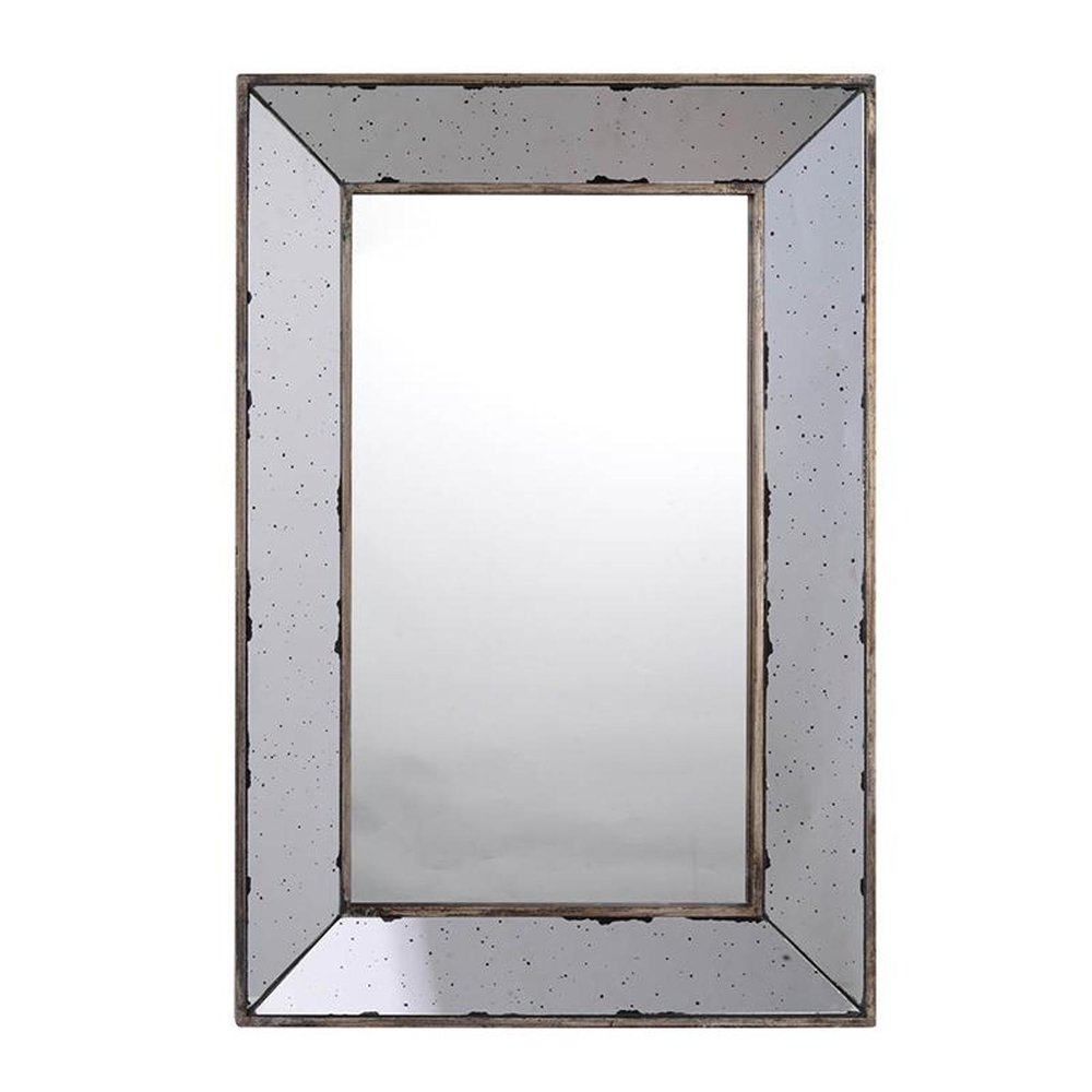 Silver Framed Antiqued Accent Mirror - 20-inch