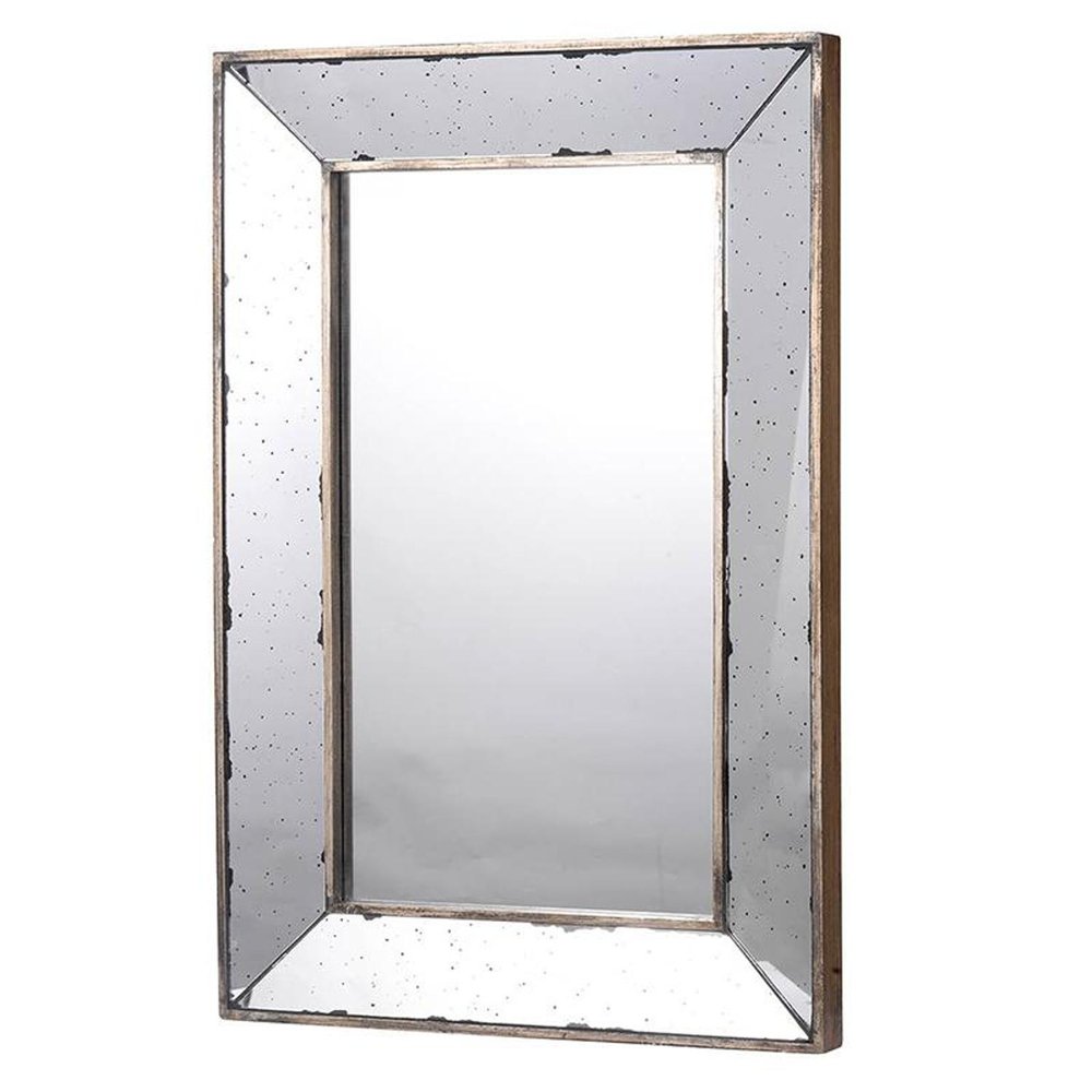 Silver Framed Antiqued Accent Mirror - 20-inch