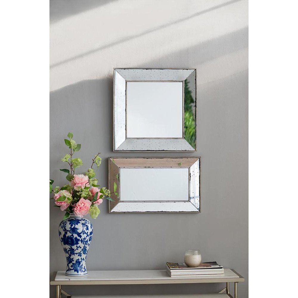 Silver Framed Antiqued Accent Mirror - 20-inch