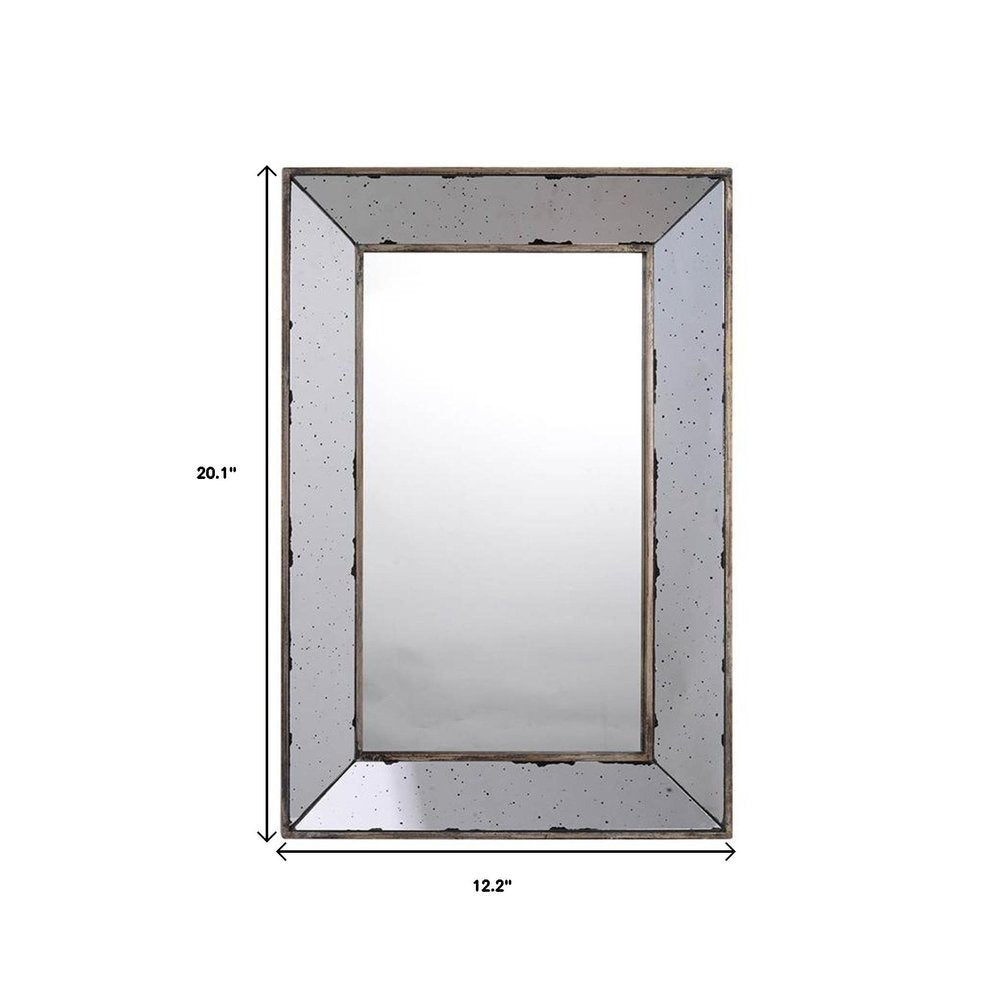 Silver Framed Antiqued Accent Mirror - 20-inch