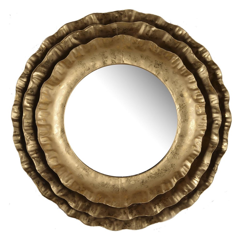 Gold Round Iron Framed Accent Mirror - 16-inch