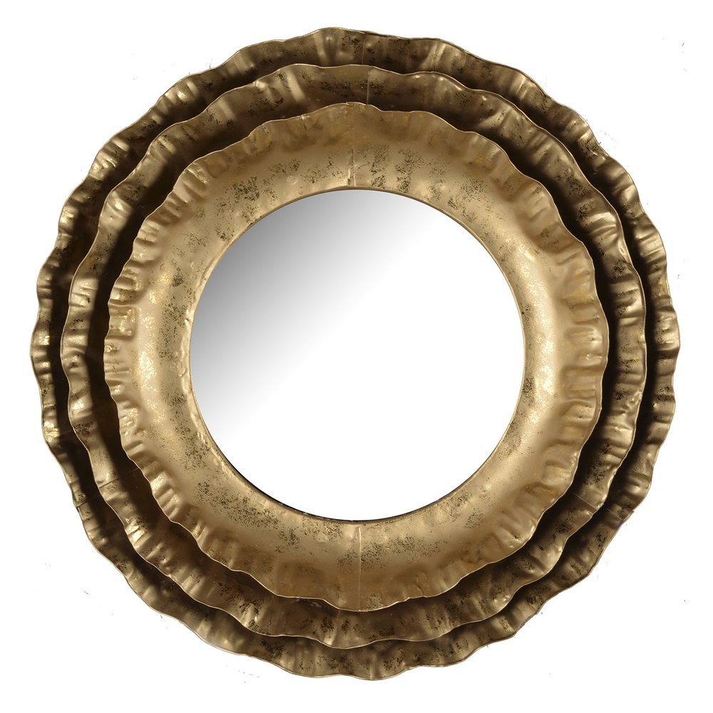 Gold Round Iron Framed Accent Mirror - 16-inch