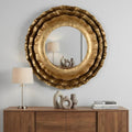 Gold Round Iron Framed Accent Mirror - 16-inch