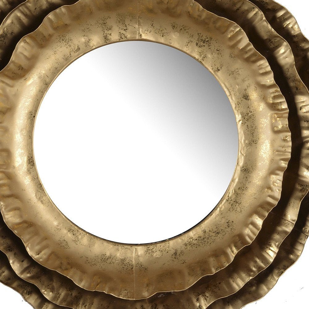 Gold Round Iron Framed Accent Mirror - 16-inch