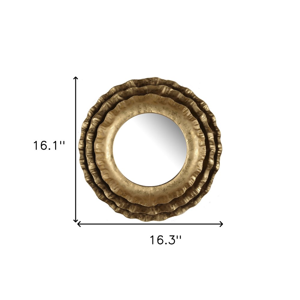 Gold Round Iron Framed Accent Mirror - 16-inch