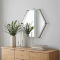 Silver Hexagon Steel Framed Accent Mirror - 8-inch