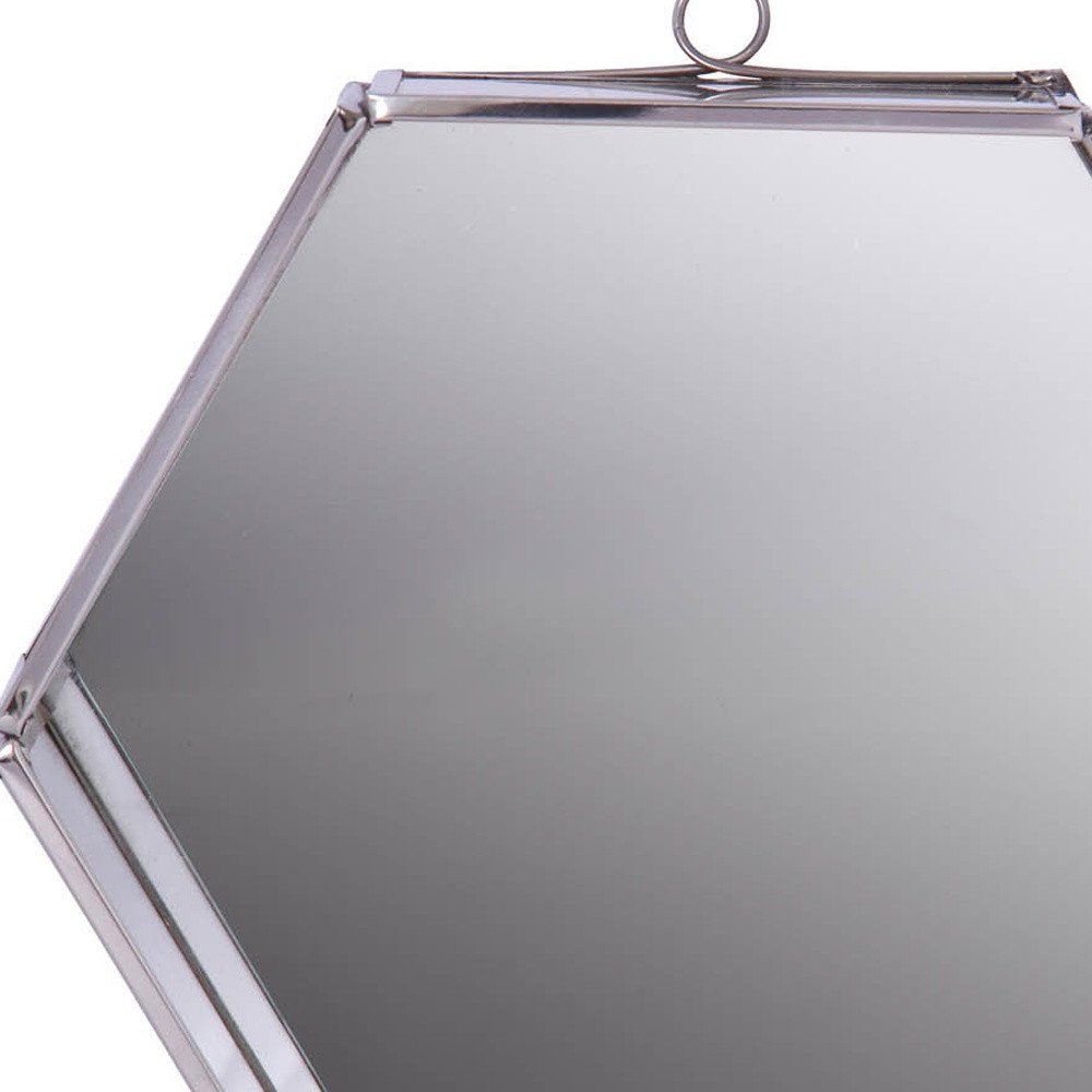 Silver Hexagon Steel Framed Accent Mirror - 8-inch