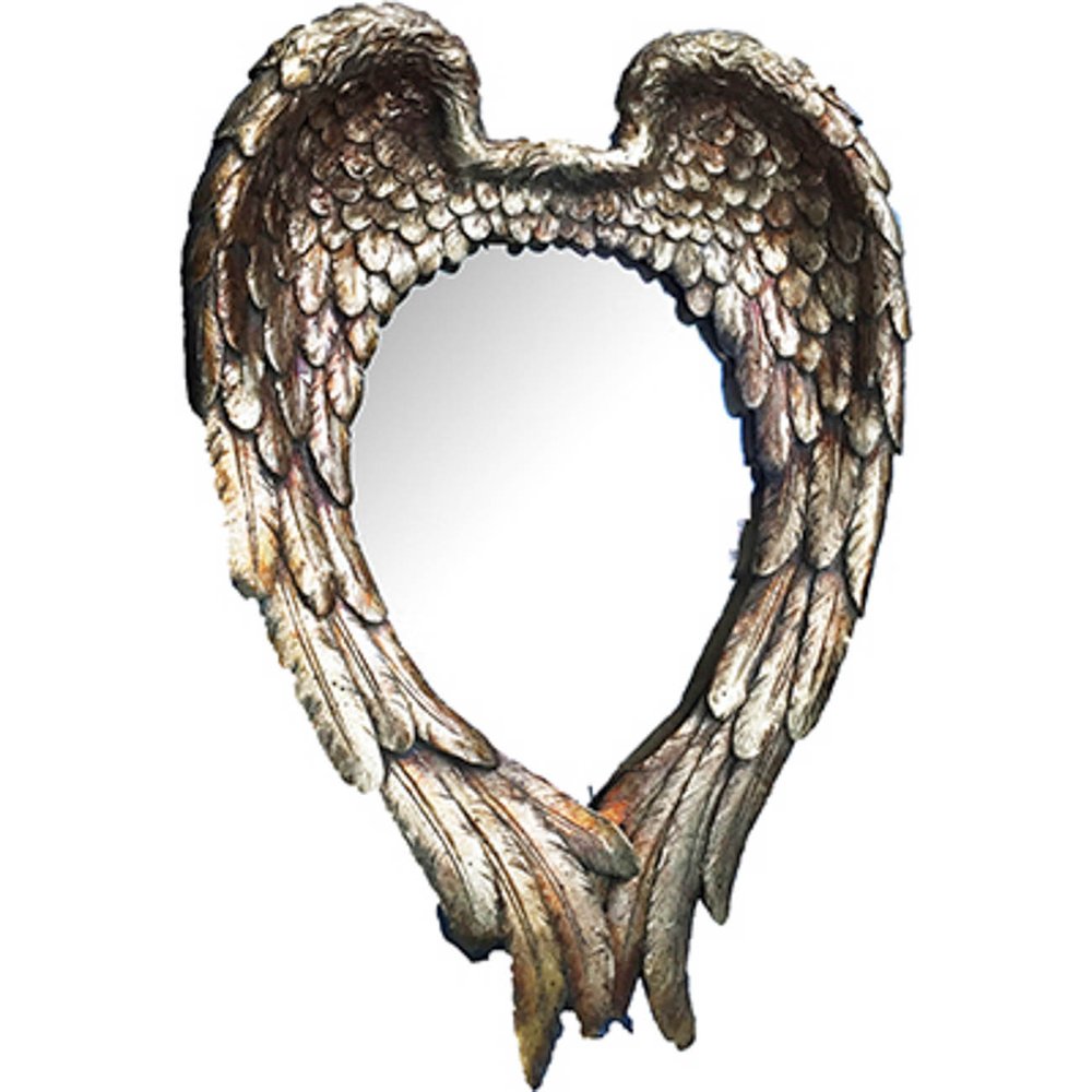 Antiqued Gold Heart Resin Framed Accent Mirror - 22-inch