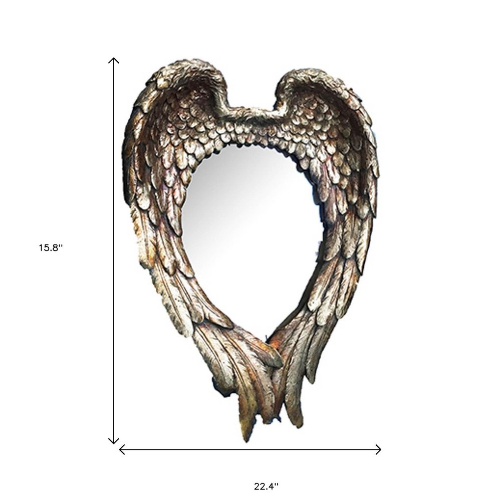 Antiqued Gold Heart Resin Framed Accent Mirror - 22-inch