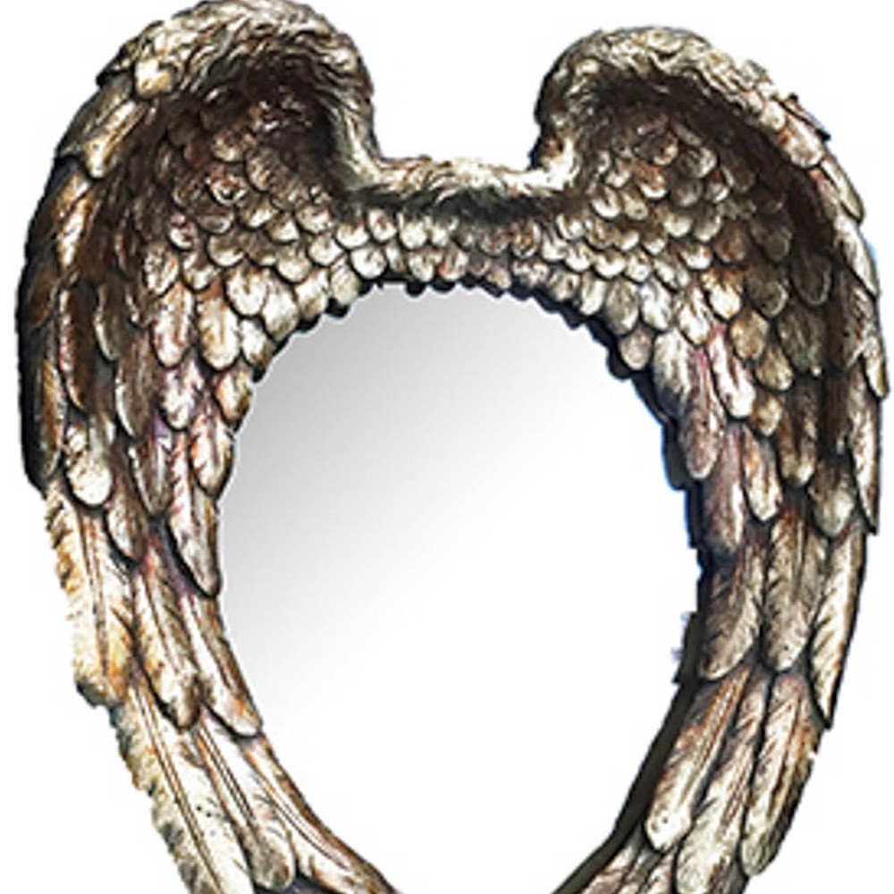 Antiqued Gold Heart Resin Framed Accent Mirror - 22-inch