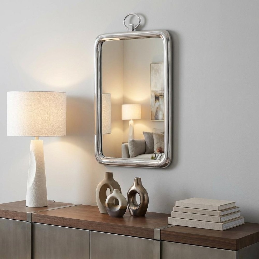 Silver Aluminum Framed Accent Mirror - 18-inch