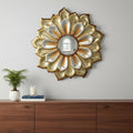 Gold Metal Flower Framed Accent Mirror - 36-inch