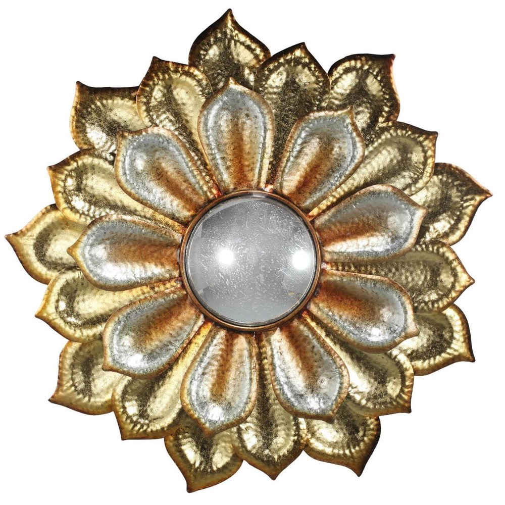 Gold Metal Flower Framed Accent Mirror - 36-inch