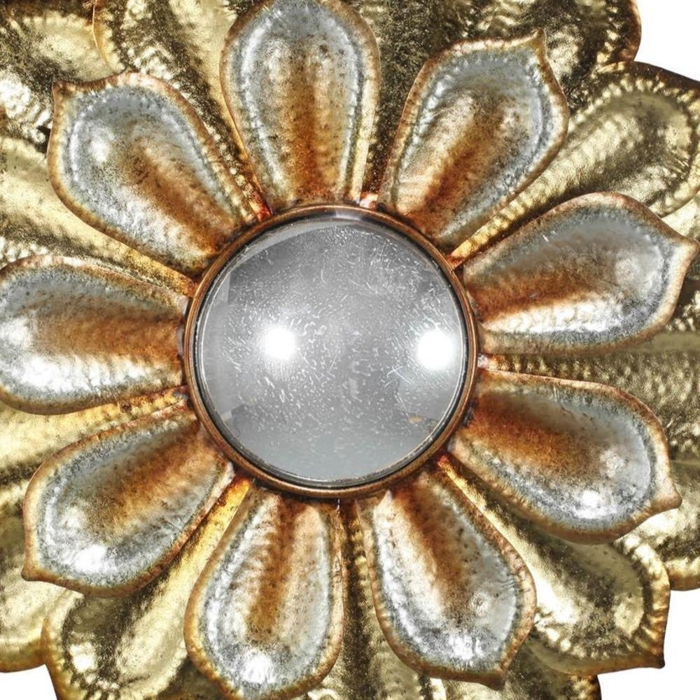 Gold Metal Flower Framed Accent Mirror - 36-inch
