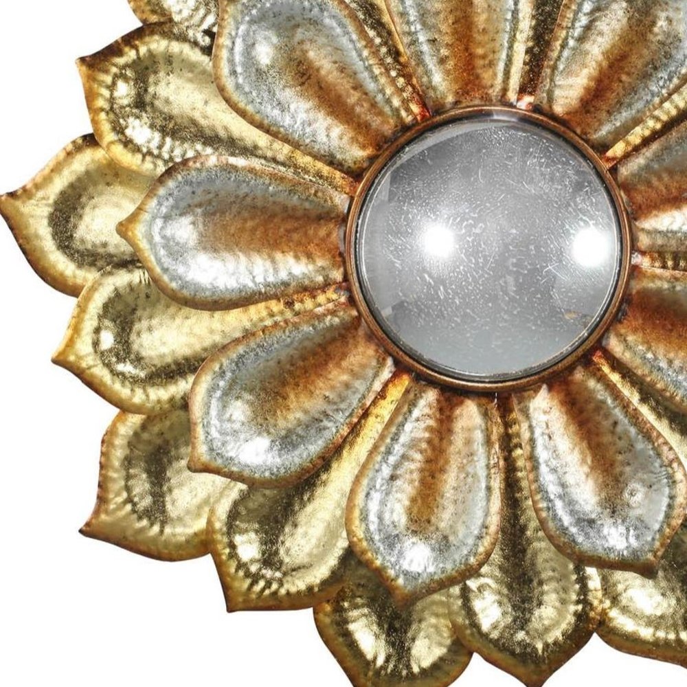 Gold Metal Flower Framed Accent Mirror - 36-inch