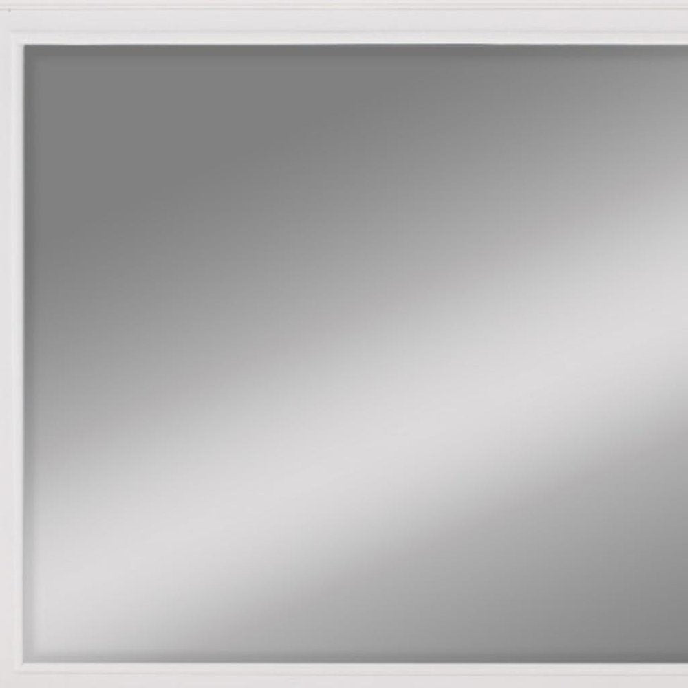 White Solid Wood Framed Full Length Hanging Mirror - 28-inch