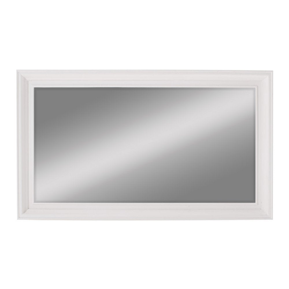 White Solid Wood Framed Full Length Hanging Mirror - 28-inch