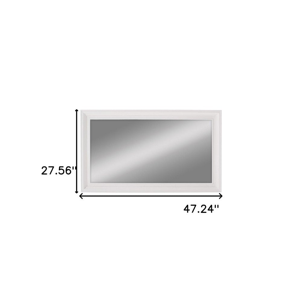 White Solid Wood Framed Full Length Hanging Mirror - 28-inch