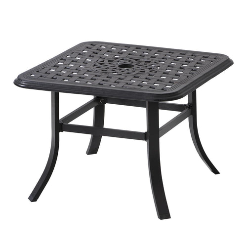 Black Square Metal Outdoor Bistro Table with Umbrella Hole - 24-inch