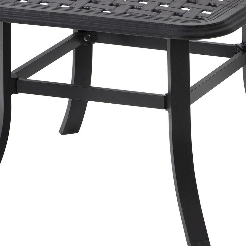 Black Square Metal Outdoor Bistro Table with Umbrella Hole - 24-inch