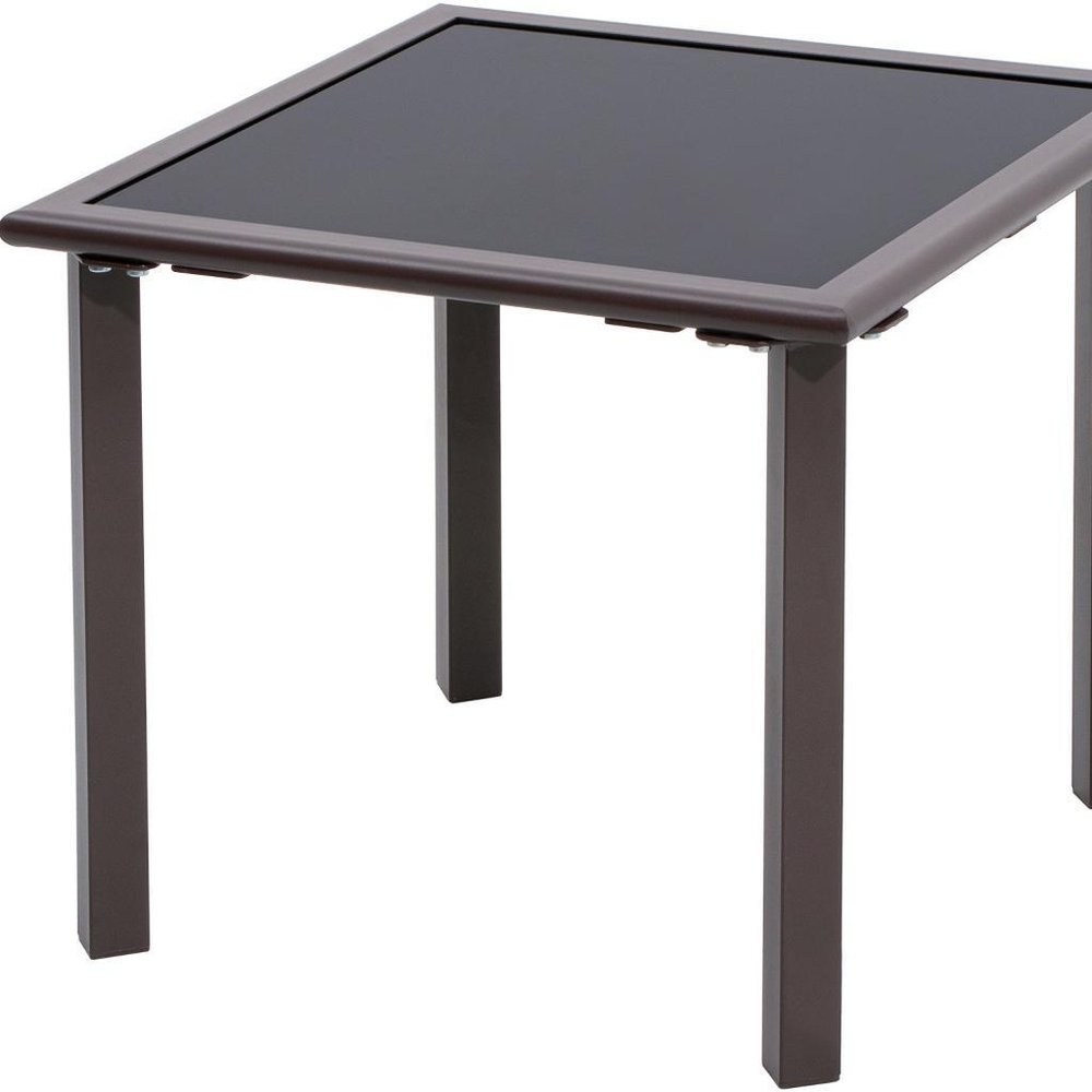Black Square Glass Outdoor Side Table - 18-inch