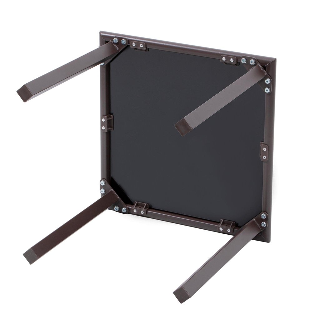 Black Square Glass Outdoor Side Table - 18-inch