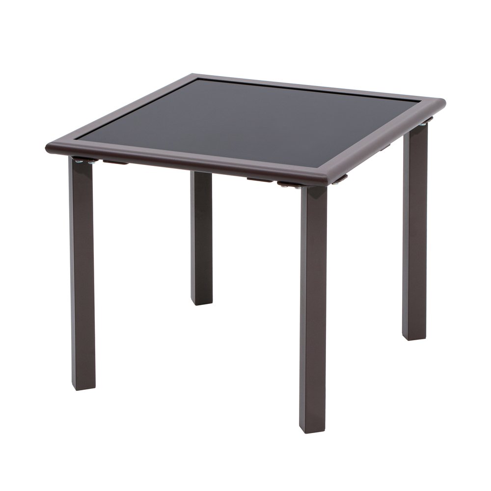 Black Square Glass Outdoor Side Table - 18-inch