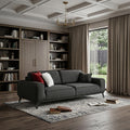 Dark Gray Linen Sleeper Sofa and Toss Pillows with Silver Legs