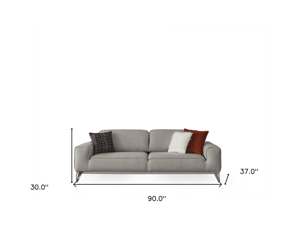 Light Gray Linen Sleeper Sofa with Toss Pillows - 90-inch