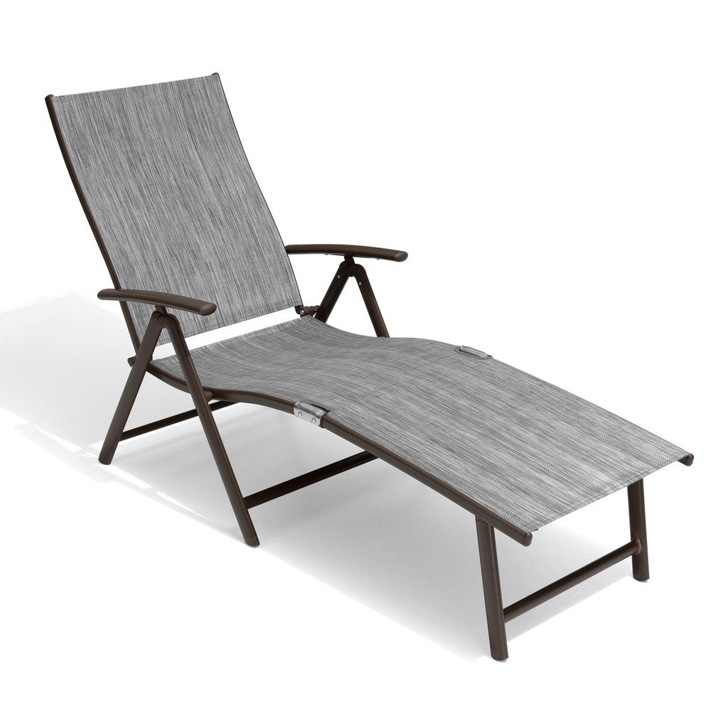 Gray Steel Six Position Adjustable Outdoor Chaise Lounge - 45-inch