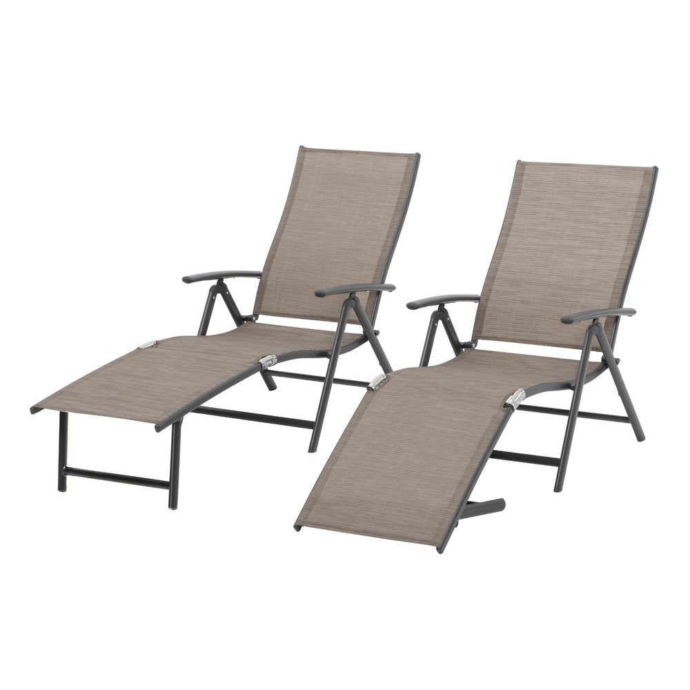 Espresso Aluminum Eight Position Adjustable Outdoor Folding Chaise Lounge