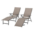 Espresso Aluminum Eight Position Adjustable Outdoor Folding Chaise Lounge