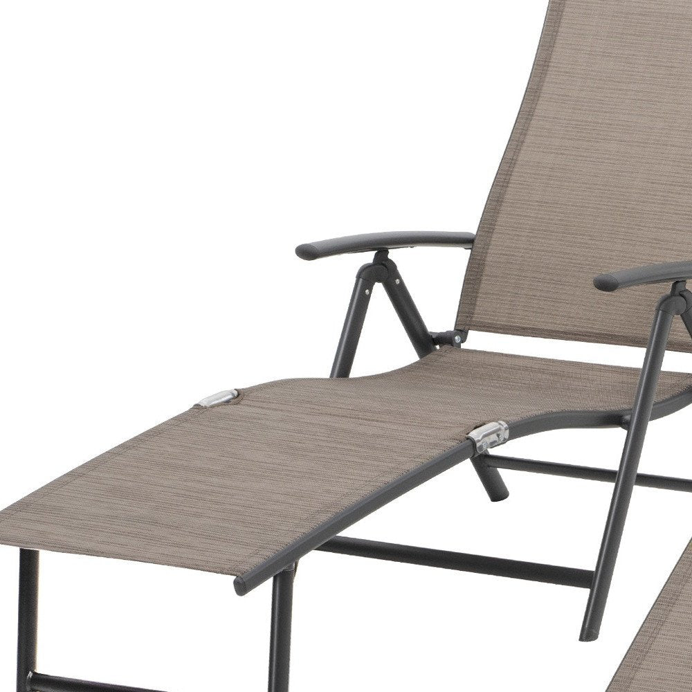 Espresso Aluminum Eight Position Adjustable Outdoor Folding Chaise Lounge
