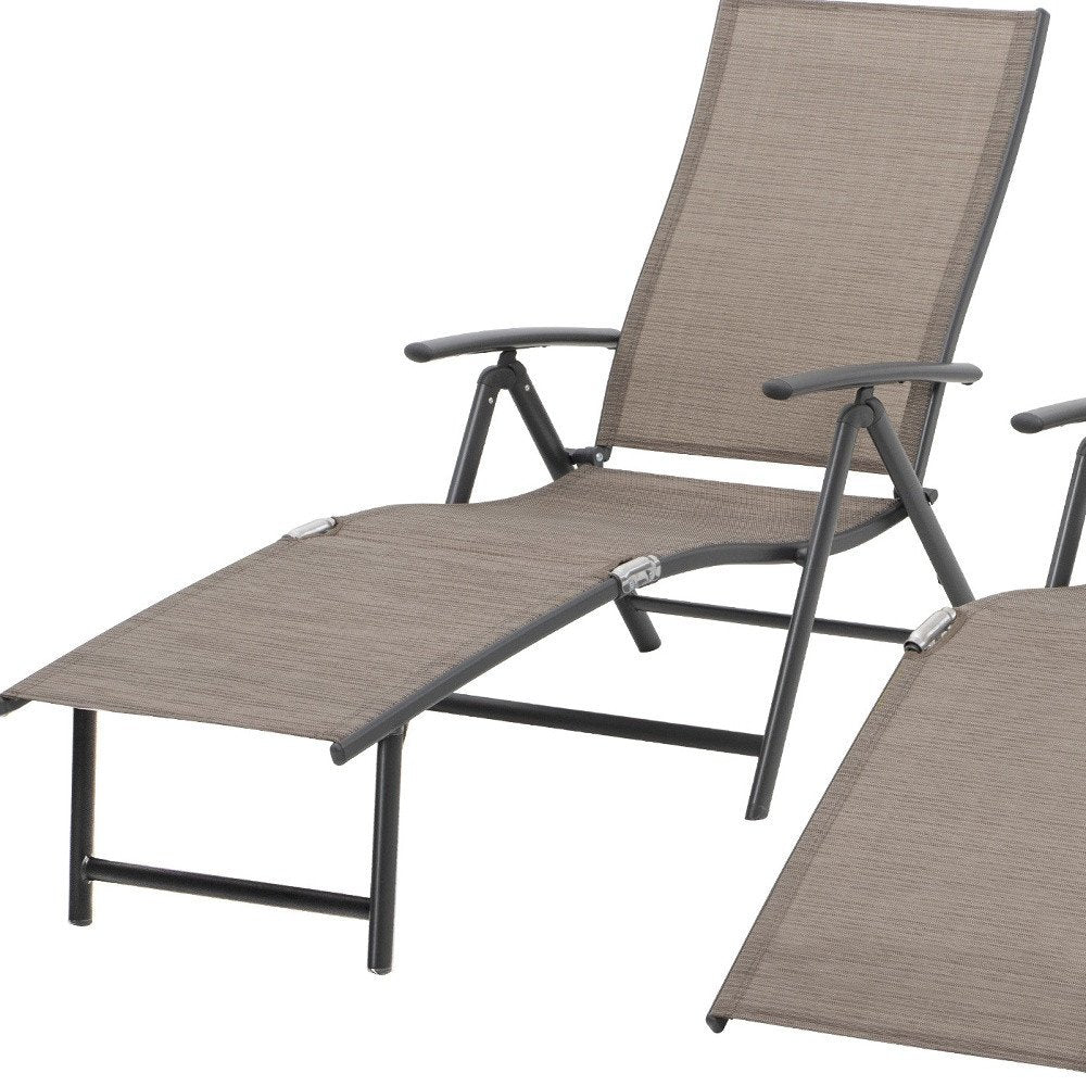 Espresso Aluminum Eight Position Adjustable Outdoor Folding Chaise Lounge