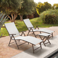 Set of Three Light Gray Steel Outdoor Folding Chaise Lounges