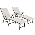 Set of Four Light Gray Steel Outdoor Folding Chaise Lounges