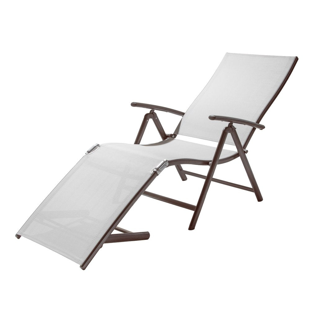Set of Four Light Gray Steel Outdoor Folding Chaise Lounges