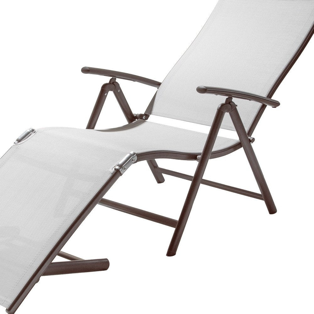 Set of Four Light Gray Steel Outdoor Folding Chaise Lounges