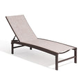 Set of Two Beige Aluminum Five Position Adjustable Outdoor Chaise Lounges