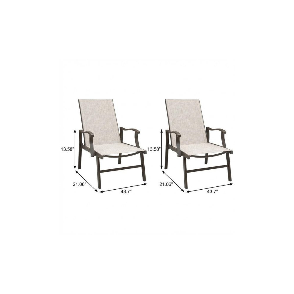 Beige Steel Six Position Adjustable Outdoor Chaise Lounge - 44-inch