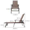 Set of Two Brown Steel Six Position Adjustable Outdoor Chaise Lounges