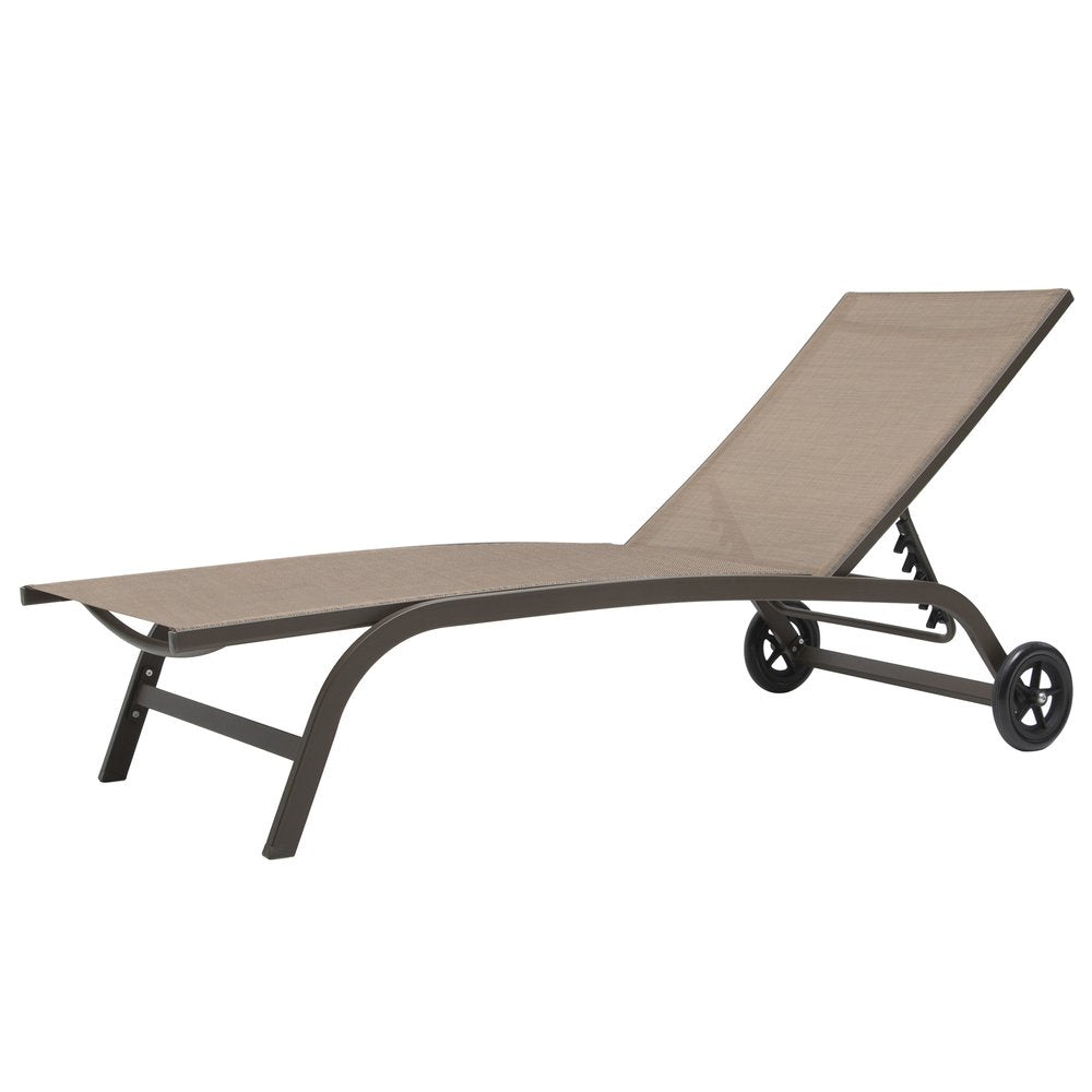 Brown Aluminum Six Position Adjustable Outdoor Chaise Lounge - 43-inch