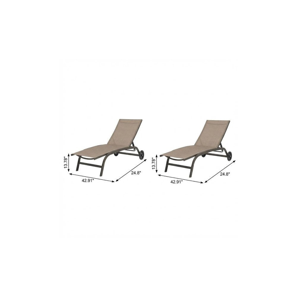 Brown Aluminum Six Position Adjustable Outdoor Chaise Lounge - 43-inch