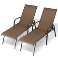 Set of Two Brown Aluminum Six Position Adjustable Outdoor Chaise Lounges