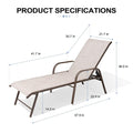Set of Two Beige Aluminum Six Position Adjustable Outdoor Stacking Chaise Lounges
